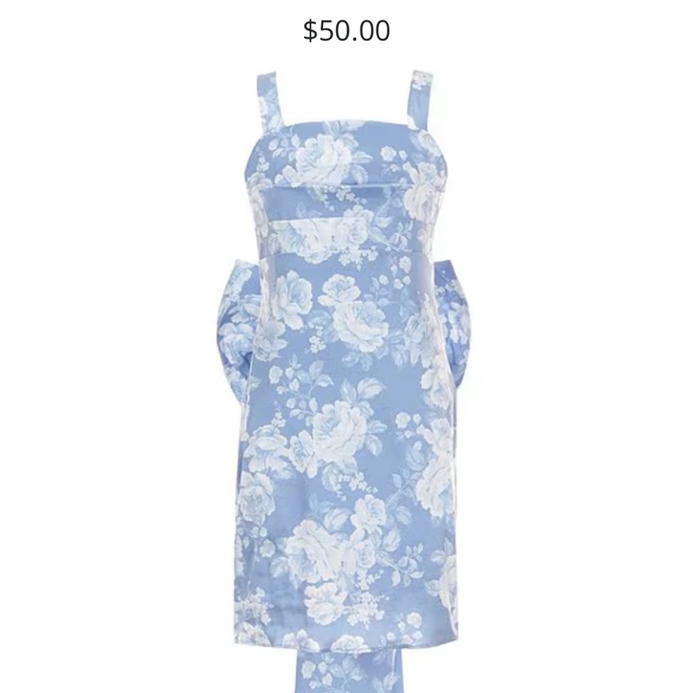 Floral Blue Kids Formal Dress